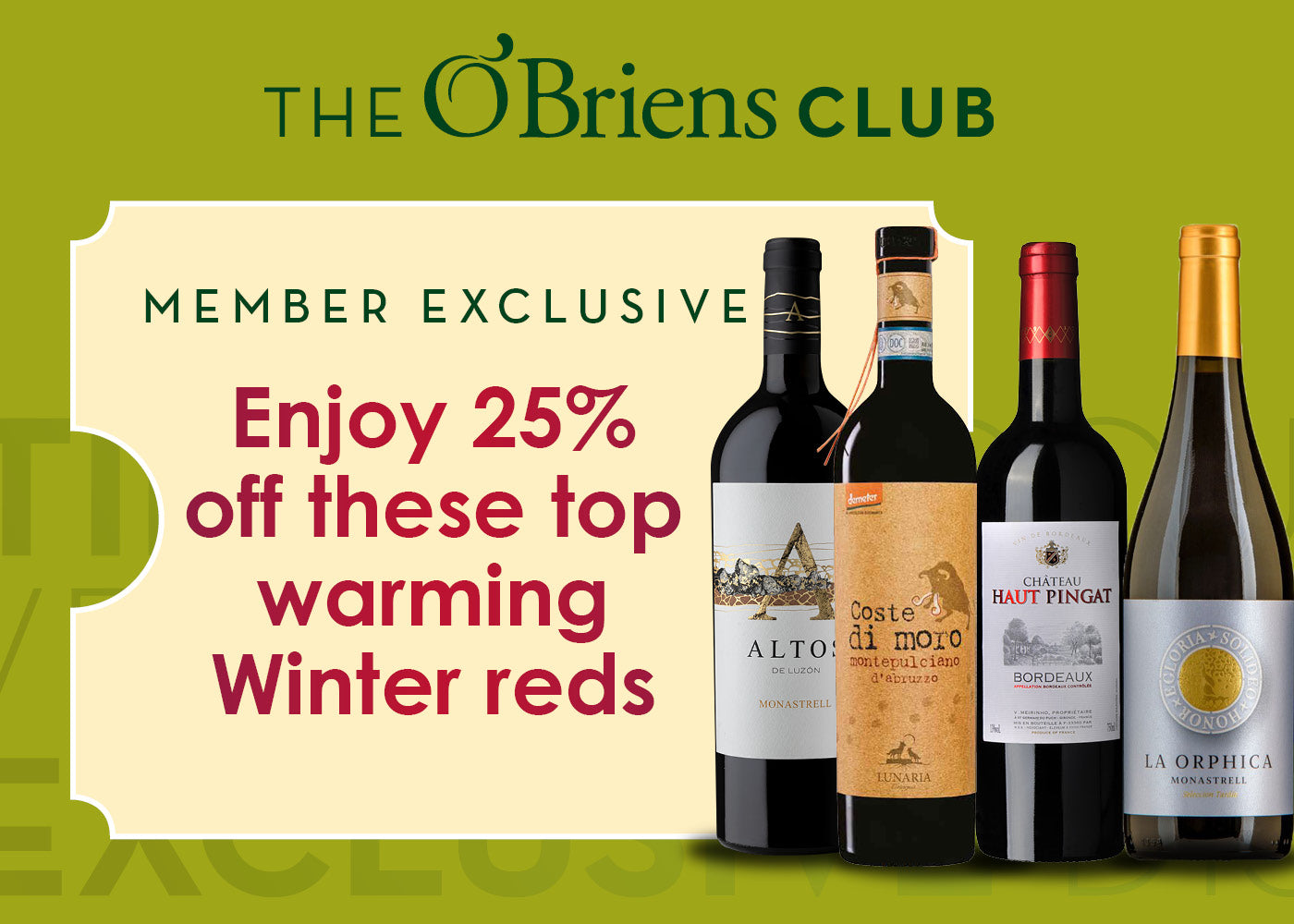 The OBriens Club Member Exclusive Offer - 25% Off Selected Top Warming Winter Reds