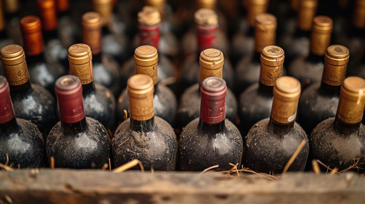 Image featuring crate of various wine bottles